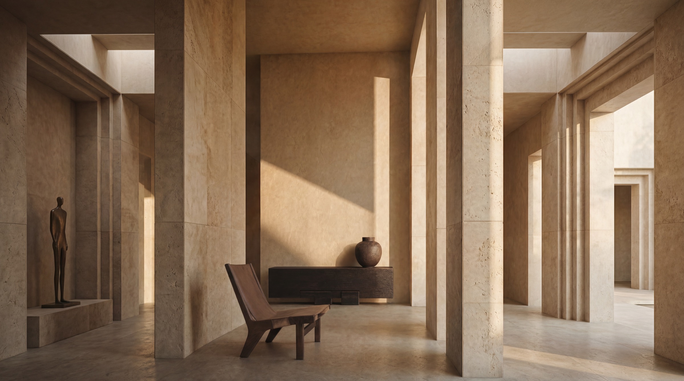 Salon contemporain — composition de matières, de lumière et de mobilier signature