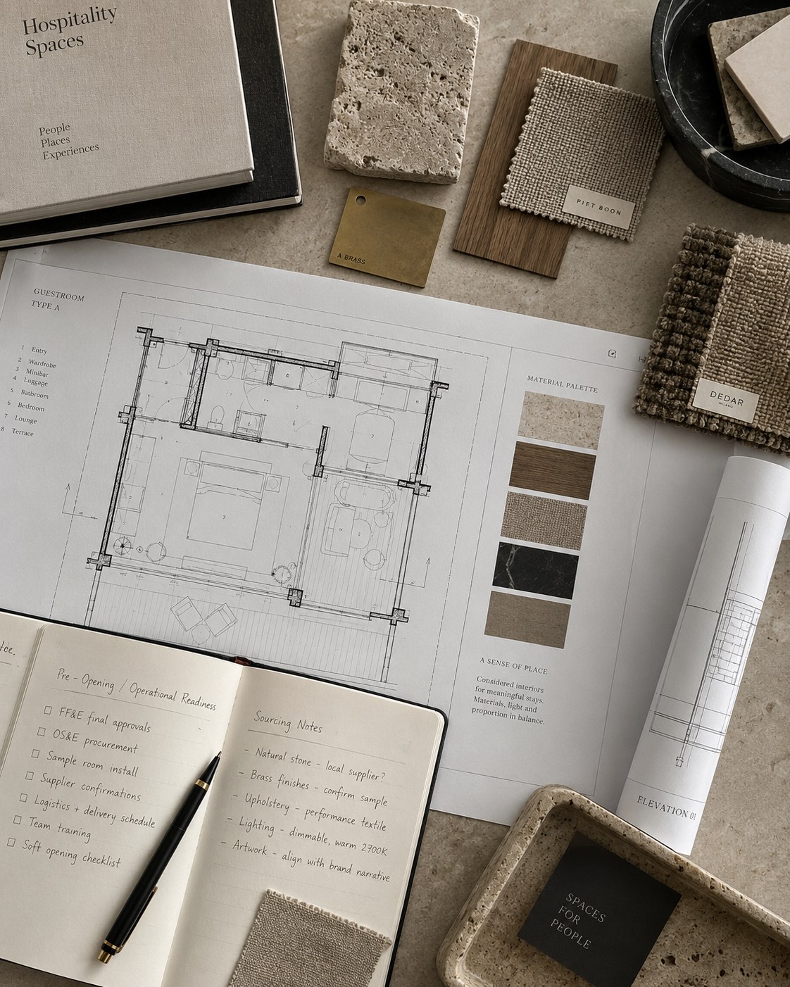 Sourcing and material samples — Babzoe Hospitality